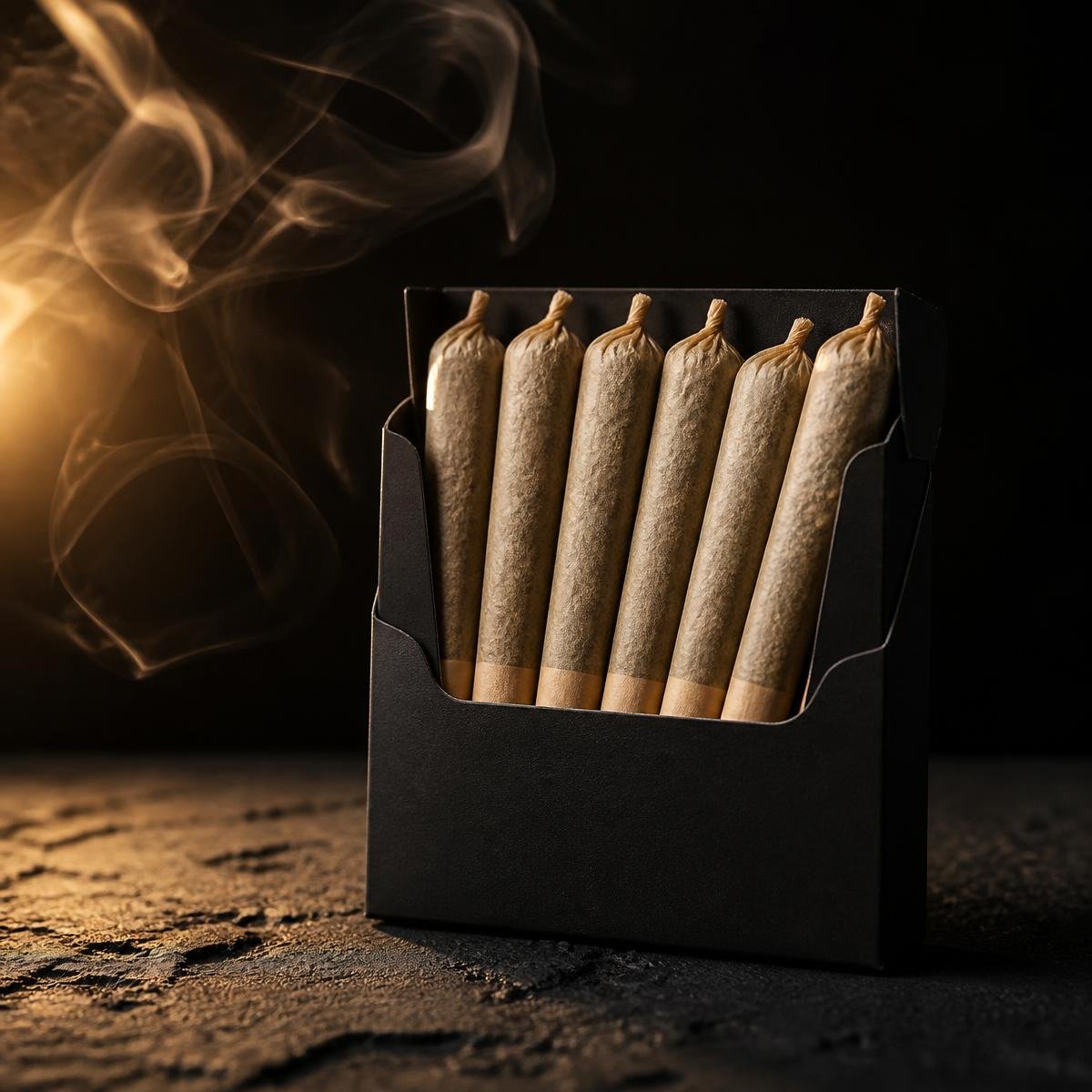 Pre-rolled joints in a black card pack