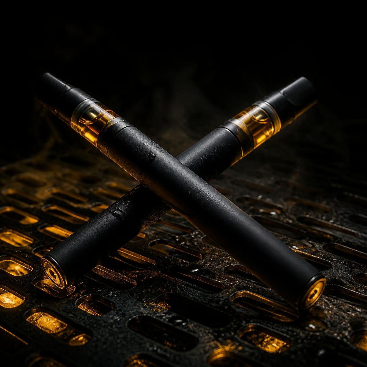 Two matte black 2g cannabis vape pens